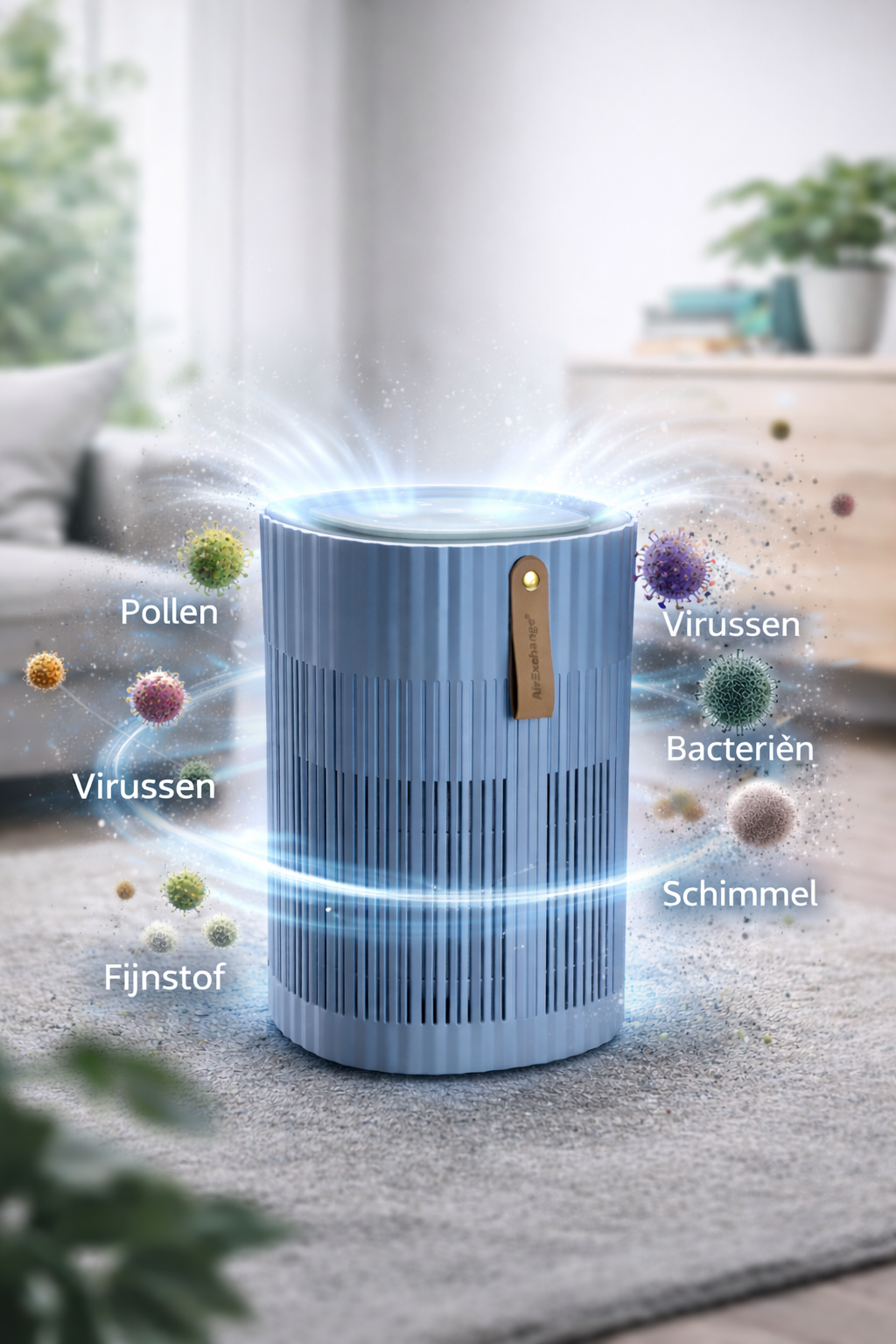 Luchtreiniger Hepa Slaapkamer - AirExchange 150-T staalblauw - Tot 40m² - Fluisterstil