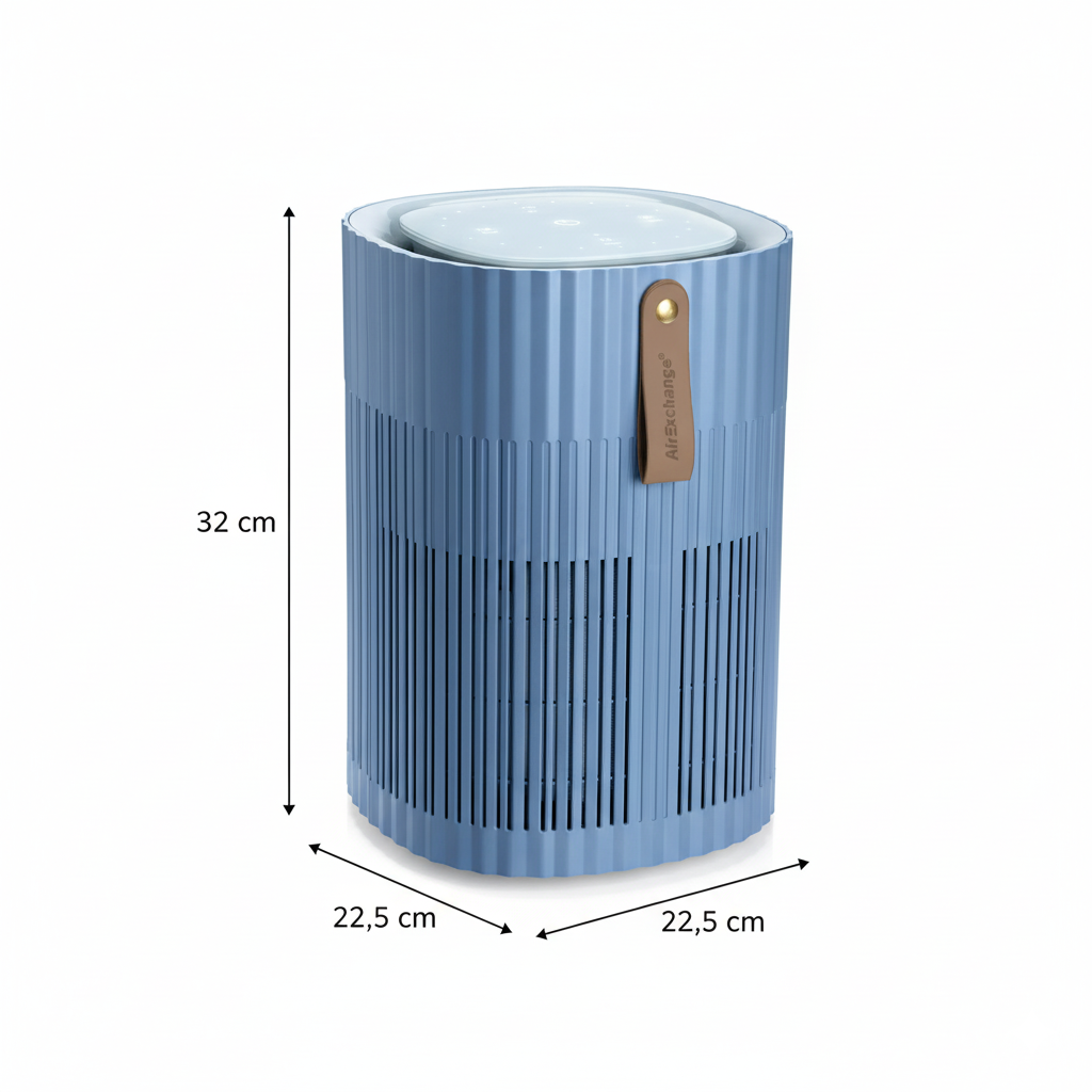 Luchtreiniger Hepa Slaapkamer - AirExchange 150-T staalblauw - Tot 40m² - Fluisterstil