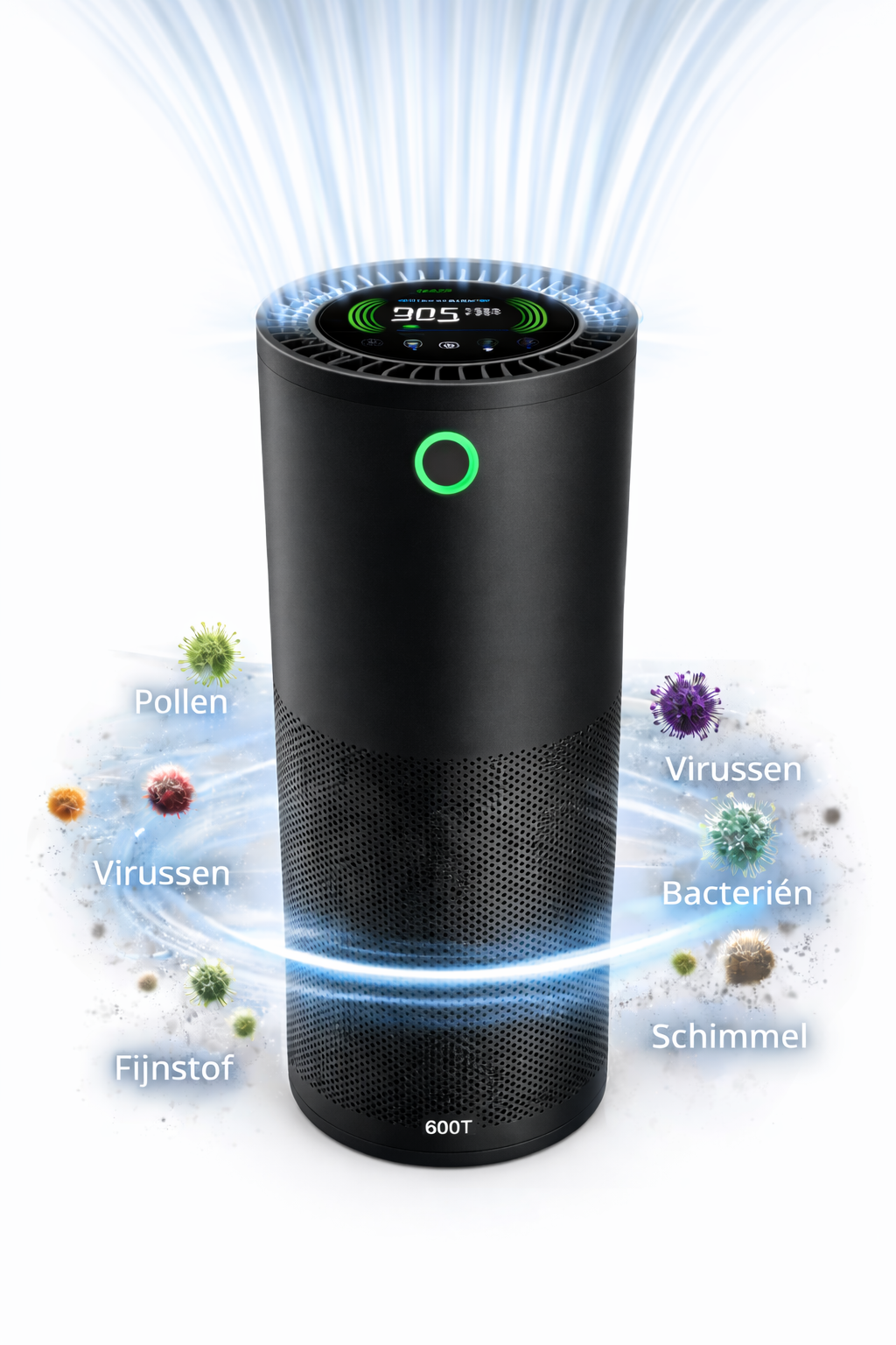 Luchtreiniger Hepa 14 - AirExchange 600-T Zwart -Krachtige Vortex - Fluisterstil